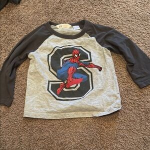 H&M Gray Long Sleeve Tee with Spiderman Graphic